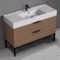 Walnut Bathroom Vanity With Marble Design Sink, Free Standing, 48